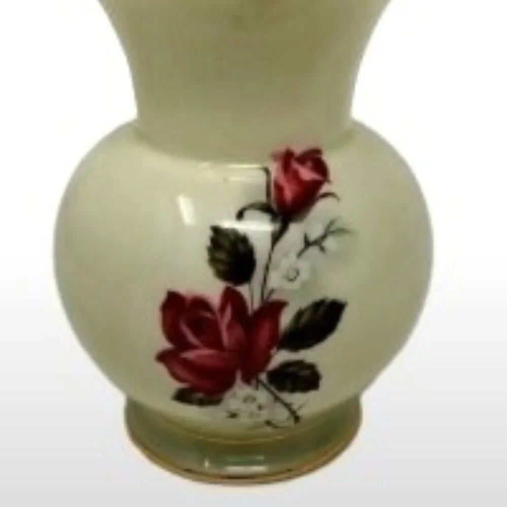 ROYAL BAVARIA Porcelain Bud Vase Hand painted Rose Motif 22k Gold Rim Vintage